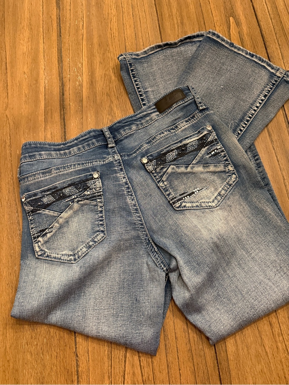 Daytrip Light Blue Washed Bootcut Jeans with Embellished Back Pockets